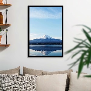 artzfolio an inverted image of mount fuji  canvas painting for bedroom amp living room  black frame  20 x 30 inch 51 x 76 cms