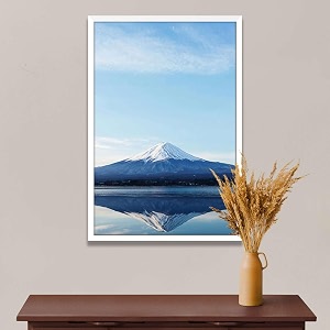 artzfolio an inverted image of mount fuji  canvas painting for bedroom amp living room  white frame  20 x 30 inch 51 x 76 cms