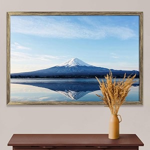 artzfolio an inverted image of mount fuji  canvas painting for bedroom amp living room  antique golden frame  235 x 16 inch 60 x 41 cms