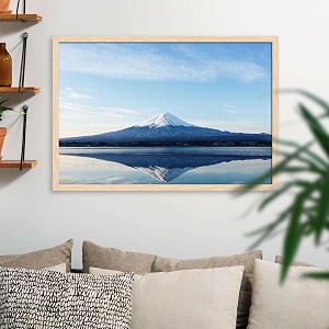 artzfolio an inverted image of mount fuji  canvas painting for bedroom amp living room  natural brown frame  175 x 12 inch 44 x 30 cms