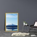 ArtzFolio An Inverted Image Of Mount Fuji | Canvas Painting for Bedroom &amp; Living Room | Golden Frame | 16 x 24 inch (41 x 61 cms)