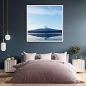 ArtzFolio An Inverted Image Of Mount Fuji | Canvas Painting for Bedroom &amp; Living Room | White Frame | 28 x 28 inch (71 x 71 cms)