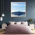 ArtzFolio An Inverted Image Of Mount Fuji | Canvas Painting for Bedroom &amp; Living Room | Natural Brown Frame | 28 x 28 inch (71 x 71 cms)