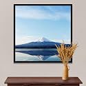 ArtzFolio An Inverted Image Of Mount Fuji | Canvas Painting for Bedroom &amp; Living Room | Black Frame | 20 x 20 inch (51 x 51 cms)