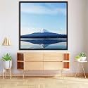 ArtzFolio An Inverted Image Of Mount Fuji | Canvas Painting for Bedroom &amp; Living Room | Dark Brown Frame | 28 x 28 inch (71 x 71 cms)