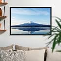 ArtzFolio An Inverted Image Of Mount Fuji | Canvas Painting for Bedroom &amp; Living Room | Black Frame | 17.5 x 12 inch (44 x 30 cms)