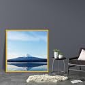 ArtzFolio An Inverted Image Of Mount Fuji | Canvas Painting for Bedroom &amp; Living Room | Golden Frame | 20 x 20 inch (51 x 51 cms)