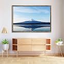 ArtzFolio An Inverted Image Of Mount Fuji | Canvas Painting for Bedroom &amp; Living Room | Antique Golden Frame | 18 x 12 inch (46 x 30 cms)