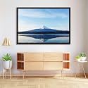 ArtzFolio An Inverted Image Of Mount Fuji | Canvas Painting for Bedroom &amp; Living Room | Dark Brown Frame | 24 x 16 inch (61 x 41 cms)