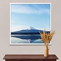 ArtzFolio An Inverted Image Of Mount Fuji | Canvas Painting for Bedroom &amp; Living Room | White Frame | 20 x 20 inch (51 x 51 cms)