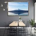 ArtzFolio An Inverted Image Of Mount Fuji | Canvas Painting for Bedroom &amp; Living Room | Antique Golden Frame | 36 x 24 inch (91 x 61 cms)