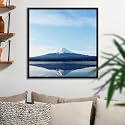 ArtzFolio An Inverted Image Of Mount Fuji | Canvas Painting for Bedroom &amp; Living Room | Black Frame | 28 x 28 inch (71 x 71 cms)