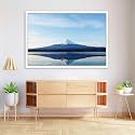 ArtzFolio An Inverted Image Of Mount Fuji | Canvas Painting for Bedroom &amp; Living Room | White Frame | 23.5 x 16 inch (60 x 41 cms)