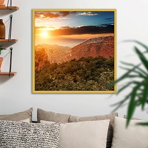 artzfolio the landmark great wall of china amp beijing d3  canvas painting for bedroom amp living room  golden frame  12 x 12 inch 30 x 30 cms