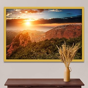 artzfolio the landmark great wall of china amp beijing d3  canvas painting for bedroom amp living room  golden frame  36 x 24 inch 91 x 61 cms