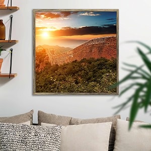 artzfolio the landmark great wall of china amp beijing d3  canvas painting for bedroom amp living room  antique golden frame  24 x 24 inch 61 x 61 cms