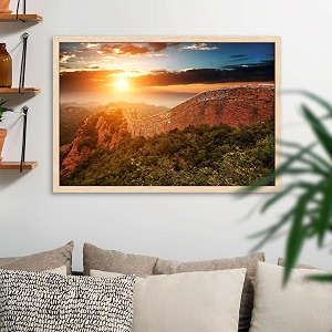 artzfolio the landmark great wall of china amp beijing d3  canvas painting for bedroom amp living room  natural brown frame  36 x 24 inch 91 x 61 cms