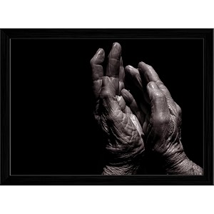 artzfolio older lady39s hands tabletop painting black frame 79 x 6 inch 20 x 15 cms