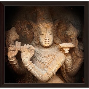 artzfolio sri ranganathaswamy temple india  premium canvas painting for bedroom amp living room  dark brown wood frame  123 x 12 inch 31 x 30 cms