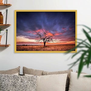 artzfolio tree in the flinders ranges of south australia  premium canvas painting for bedroom amp living room  golden wood frame  235 x 16 inch 60 x 41 cms