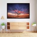 ArtzFolio Tree in the Flinders Ranges of South Australia | Premium Canvas Painting for Bedroom &amp; Living Room | Dark Brown Wood Frame | 17.5 x 12 inch (44 x 30 cms)