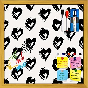 artzfolio valentine hearts d2  framed magnetic dry erase white board  includes magnet buttons amp markers  golden frame  20 x 20 inch 51 x 51 cms