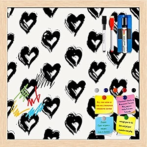 artzfolio valentine hearts d2  framed magnetic dry erase white board  includes magnet buttons amp markers  natural brown frame  12 x 12 inch 30 x 30 cms