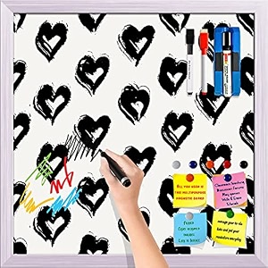 artzfolio valentine hearts d2  framed magnetic dry erase white board  includes magnet buttons amp markers  white frame  16 x 16 inch 41 x 41 cms