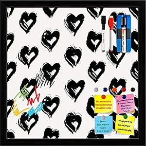 artzfolio valentine hearts d2  framed magnetic dry erase white board  includes magnet buttons amp markers  black frame  16 x 16 inch 41 x 41 cms
