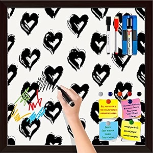 artzfolio valentine hearts d2  framed magnetic dry erase white board  includes magnet buttons amp markers  dark brown frame  28 x 28 inch 71 x 71 cms