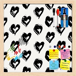 artzfolio valentine hearts d2  framed magnetic dry erase white board  includes magnet buttons amp markers  natural brown frame  16 x 16 inch 41 x 41 cms