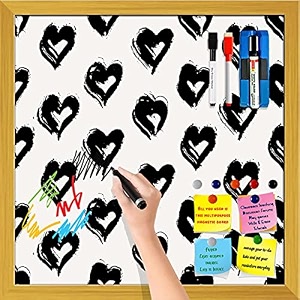 artzfolio valentine hearts d2  framed magnetic dry erase white board  includes magnet buttons amp markers  golden frame  16 x 16 inch 41 x 41 cms
