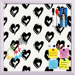 artzfolio valentine hearts d2  framed magnetic dry erase white board  includes magnet buttons amp markers  white frame  24 x 24 inch 61 x 61 cms