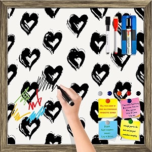 artzfolio valentine hearts d2  framed magnetic dry erase white board  includes magnet buttons amp markers  antique golden frame  28 x 28 inch 71 x 71 cms
