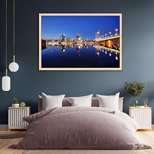 artzfolio vienna amp the danube river  canvas painting for bedroom amp living room  natural brown frame  30 x 20 inch 76 x 51 cms