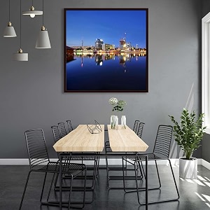 artzfolio vienna amp the danube river  canvas painting for bedroom amp living room  dark brown frame  24 x 24 inch 61 x 61 cms