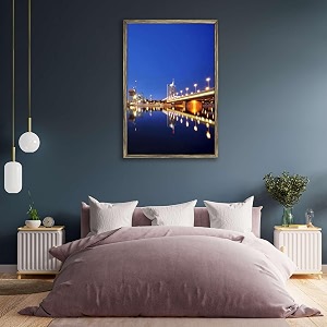 artzfolio vienna amp the danube river  canvas painting for bedroom amp living room  antique golden frame  12 x 18 inch 30 x 46 cms