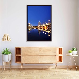 artzfolio vienna amp the danube river  canvas painting for bedroom amp living room  dark brown frame  12 x 18 inch 30 x 46 cms