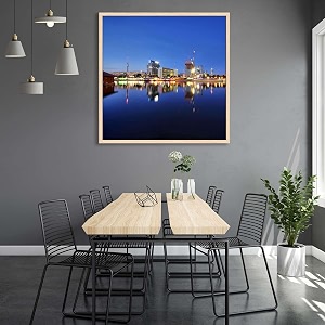 artzfolio vienna amp the danube river  canvas painting for bedroom amp living room  natural brown frame  16 x 16 inch 41 x 41 cms