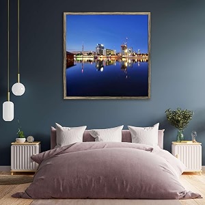 artzfolio vienna amp the danube river  canvas painting for bedroom amp living room  antique golden frame  16 x 16 inch 41 x 41 cms