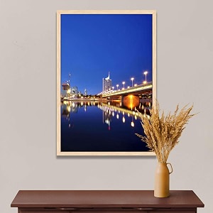 artzfolio vienna amp the danube river  canvas painting for bedroom amp living room  natural brown frame  24 x 36 inch 61 x 91 cms
