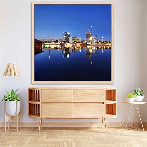 artzfolio vienna amp the danube river  canvas painting for bedroom amp living room  natural brown frame  24 x 24 inch 61 x 61 cms