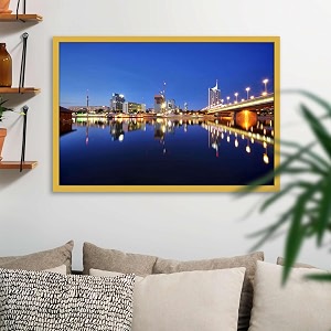 artzfolio vienna amp the danube river  canvas painting for bedroom amp living room  golden frame  24 x 16 inch 61 x 41 cms