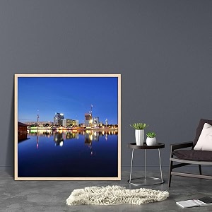 artzfolio vienna amp the danube river  canvas painting for bedroom amp living room  natural brown frame  20 x 20 inch 51 x 51 cms