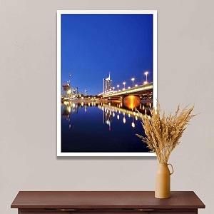 artzfolio vienna amp the danube river  canvas painting for bedroom amp living room  white frame  24 x 36 inch 61 x 91 cms