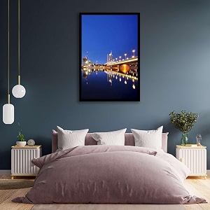 artzfolio vienna amp the danube river  canvas painting for bedroom amp living room  black frame  24 x 36 inch 61 x 91 cms