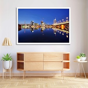 artzfolio vienna amp the danube river  canvas painting for bedroom amp living room  white frame  36 x 24 inch 91 x 61 cms