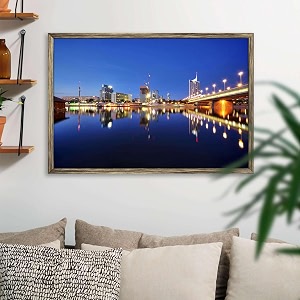 artzfolio vienna amp the danube river  canvas painting for bedroom amp living room  antique golden frame  24 x 16 inch 61 x 41 cms