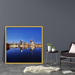 artzfolio vienna amp the danube river  canvas painting for bedroom amp living room  golden frame  12 x 12 inch 30 x 30 cms