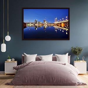 artzfolio vienna amp the danube river  canvas painting for bedroom amp living room  dark brown frame  18 x 12 inch 46 x 30 cms